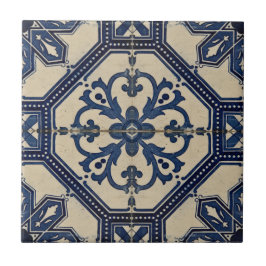 Repro Portugese Blue Geometric Azulejos Tile Tegeltje