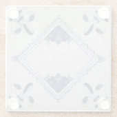 Repro Portugese Floral Blue Azulejos Tile Glazen Onderzetter (Achterkant)