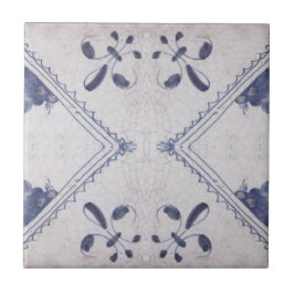 Repro Portugese Floral Blue Azulejos Tile Tegeltje