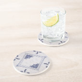 Repro Portugese Floral Blue Azulejos Tile Zandsteen Onderzetter (Zijkant)