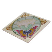 Repro Rare Belgium Art Nouveau Butterfly Floral Tegeltje (Zijkant)