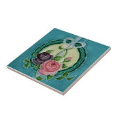 Repro Richards Victoriaans Rozen Wreath Majolica Tegeltje (Zijkant)