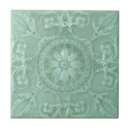 Repro Seafoam Symmetrical Faux Relief Majolica Tegeltje