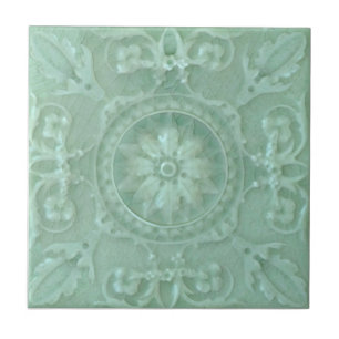 Repro Seafoam Symmetrical Faux Relief Majolica Tegeltje