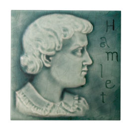 Repro Shakespeare Hamlet Portrait Faux Relief Blau Tegeltje