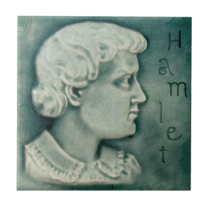 Repro Shakespeare Hamlet Portrait Faux Relief Blau Tegeltje