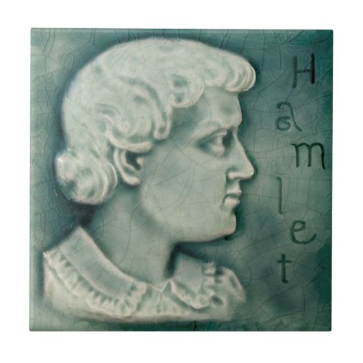 Repro Shakespeare Hamlet Portrait Faux Relief Blau Tegeltje (Voorkant)
