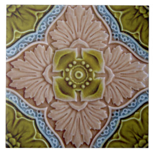 Repro Sherwin & Cotton Molded Majolica Glazed Art Tegeltje