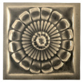 Repro Spain Azulejos Faux relief Grey Floral Tile Tegeltje (Voorkant)