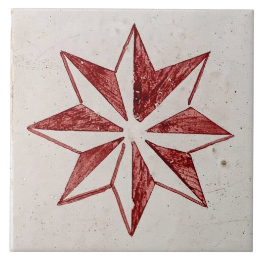 Repro Spain Geometric Azulejos Floral Red Tegeltje (Voorkant)
