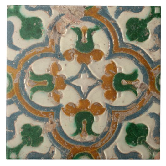 Repro Spain Geometric Azulejos Floral Tile Tegeltje (Voorkant)