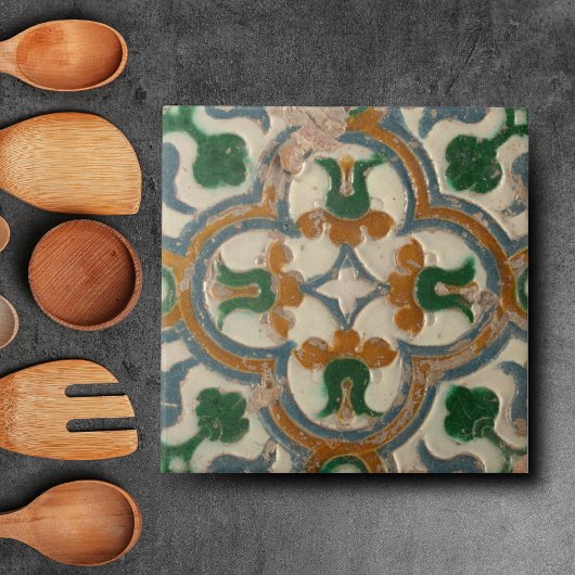 Repro Spain Geometric Azulejos Floral Tile Tegeltje