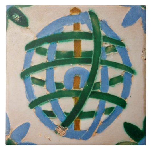 Repro Spain Geometric Azulejos Green Blue Tegeltje (Voorkant)