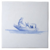 Repro Traditional Fisherman on Boat Delft Tegel Tegeltje (Voorkant)