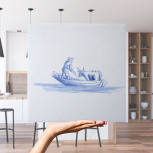 Repro Traditional Fisherman on Boat Delft Tegel Tegeltje