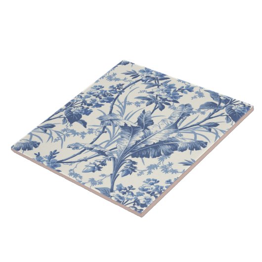 Repro Traditional Floral Blue Delft Tegeltje (Zijkant)