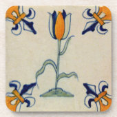 Repro Traditionele gele Tulp Delft Tegel Bier Onderzetter (Voorkant)
