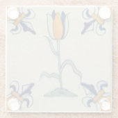Repro Traditionele gele Tulp Delft Tegel Glazen Onderzetter (Achterkant)