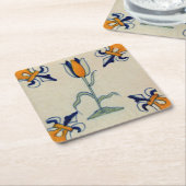 Repro Traditionele gele Tulp Delft Tegel Kartonnen Onderzetters (Schuin)