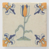 Repro Traditionele gele Tulp Delft Tegel Stenen Onderzetter (Voorkant)
