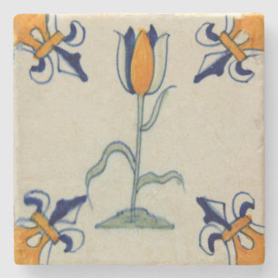 Repro Traditionele gele Tulp Delft Tegel Stenen Onderzetter