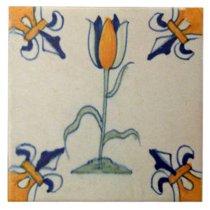 Repro Traditionele gele Tulp Delft Tegel Tegeltje