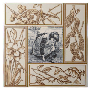 Repro Victoriaans "Contrary Mary" Nursery Rhyme Tegeltje