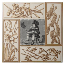 Repro Victoriaans Little Jack Horner Nursery Rhyme Tegeltje