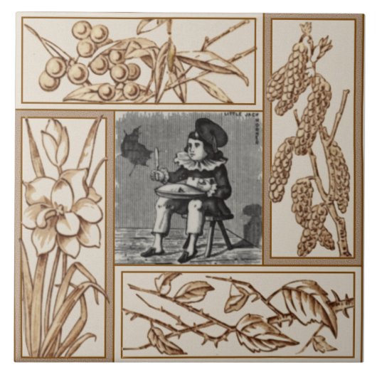 Repro Victoriaans Little Jack Horner Nursery Rhyme Tegeltje (Voorkant)