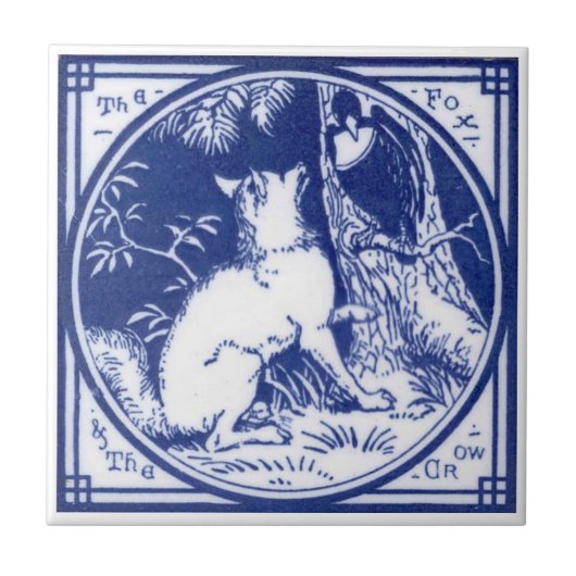 Repro Victoriaans Minton Tile met Wolf Tegeltje (Voorkant)