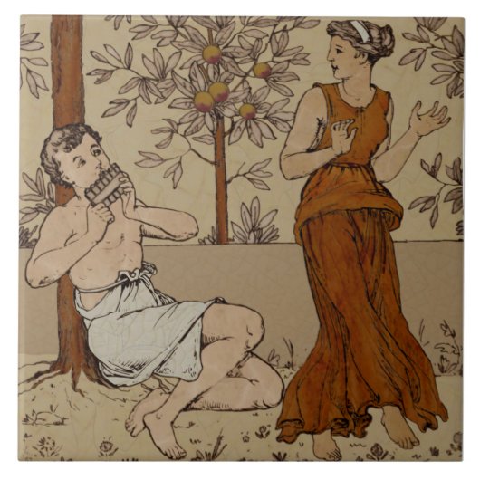 Repro Wedgwood Neoclassical Sinaasappel Grove Musi Tegeltje (Voorkant)