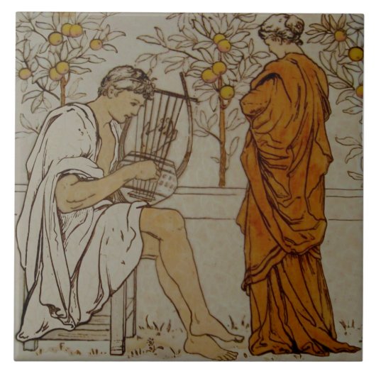 Repro Wedgwood Neoclassical Sinaasappel Grove Musi Tegeltje (Voorkant)