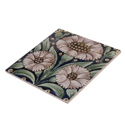 Repro  Witte Rozen Bloemen De Morgan tegels Tegeltje (Zijkant)