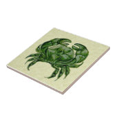 Repro Wm De Morgan Hand schilderde groene krab Tegeltje (Zijkant)