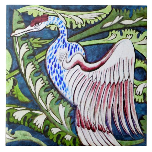 Repro Wm De Morgan Heron (Paren met gouden adelaar Tegeltje (Voorkant)