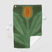 Repro Yellow Green Tulip Art Nouveau Golfhanddoek (Insitu)