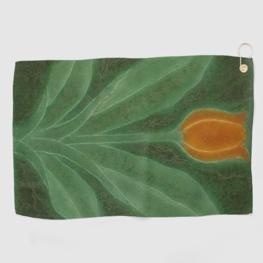 Repro Yellow Green Tulip Art Nouveau Golfhanddoek (Horizontaal)