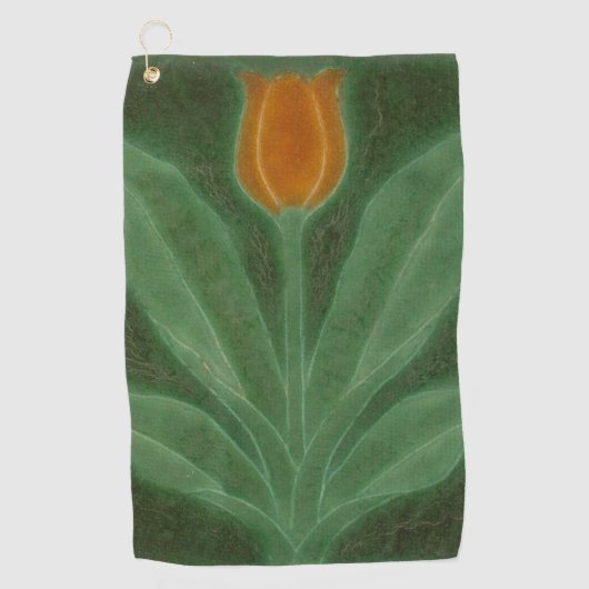 Repro Yellow Green Tulip Art Nouveau Golfhanddoek (Voorkant)