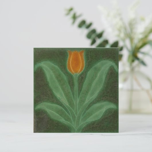 Repro Yellow Green Tulip Art Nouveau Tegel Kaart (Staand voorkant)