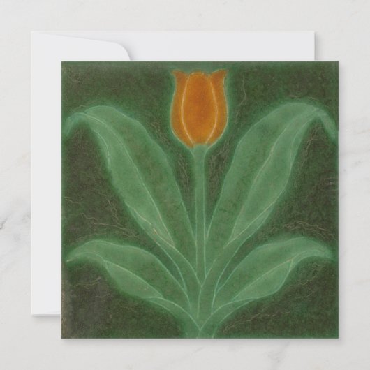 Repro Yellow Green Tulip Art Nouveau Tegel Kaart (Voorkant)
