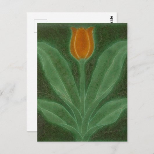 Repro Yellow Green Tulip Art Nouveau Tegel Kaart (Voorkant / Achterkant)