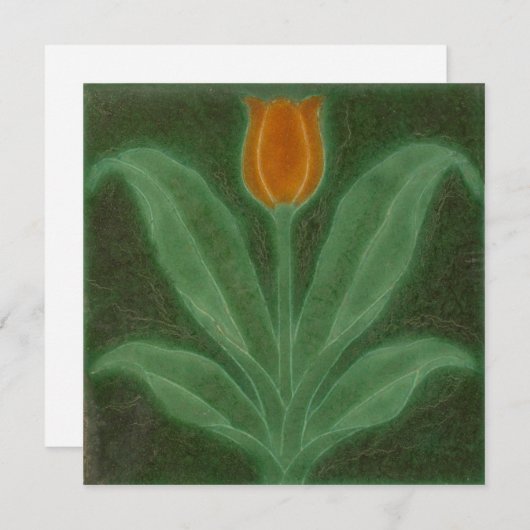 Repro Yellow Green Tulip Art Nouveau Tegel Kaart (Voorkant / Achterkant)