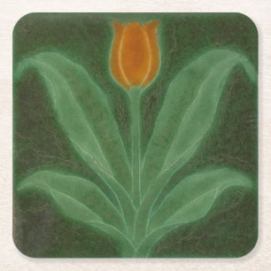 Repro Yellow Green Tulip Art Nouveau Tegel Kartonnen Onderzetters