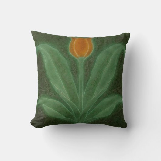 Repro Yellow Green Tulip Art Nouveau Tegel Kussen (Voorkant)