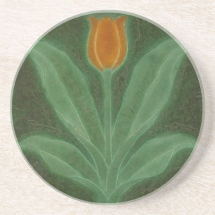 Repro Yellow Green Tulip Art Nouveau Tegel Zandsteen Onderzetter