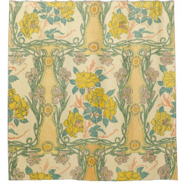 Reproductie, Art Nouveau motief, , bloemig Douchegordijn