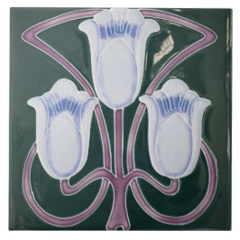 Reproductie Edwardiaanse Art Nouveau Turquoise Tul Tegeltje