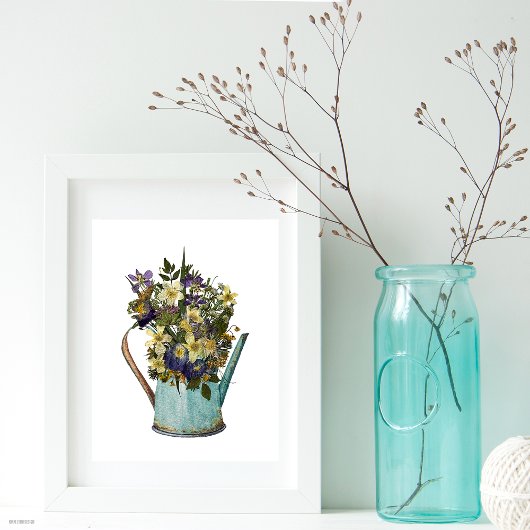 Reproductie geperste bloemen in water kan poster