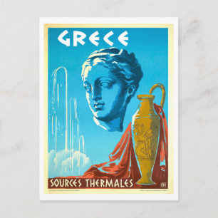 Reproductie Reisposter Thermische Bronnen, Grieken Briefkaart