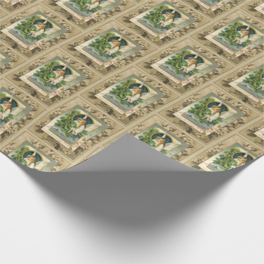  reproductie van de kerstengel cadeaupapier (Hoek)